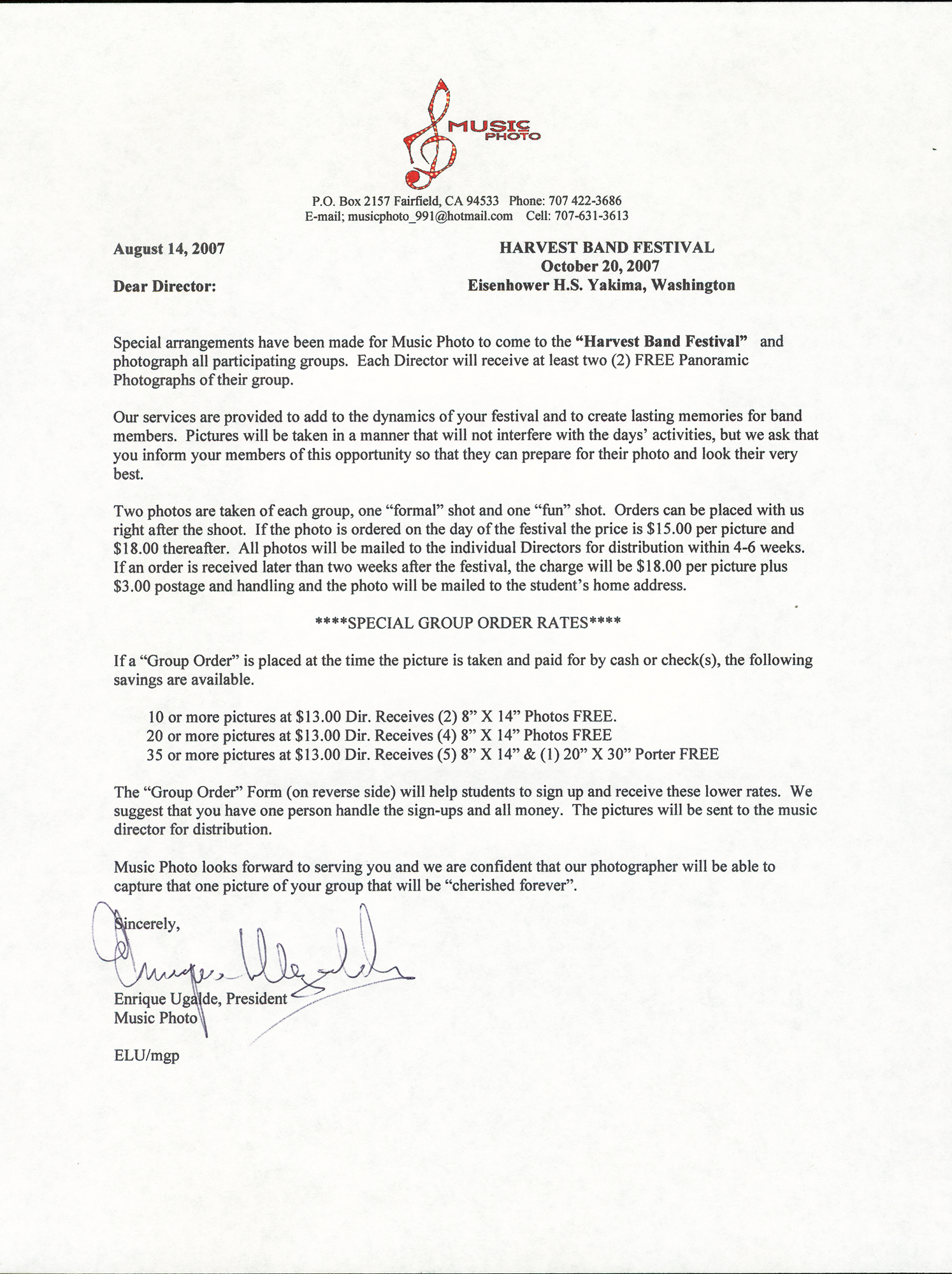 Letter to directors